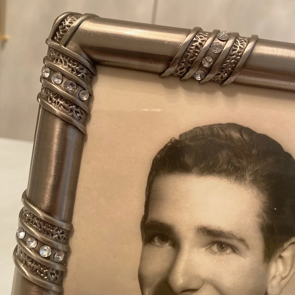 Carr Frames - Satin Nickel Picture Frame with Crystals
